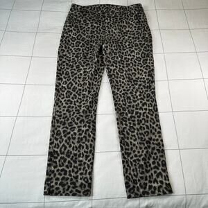 Cabi Pants Womens 6 Black Jungle Leopard Print Stretch Skinny Ankle Classic Work